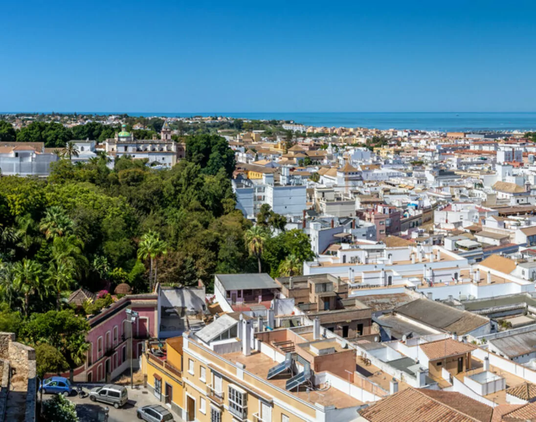 Panoramasicht auf Sanlucar de Barrameda, Spanien