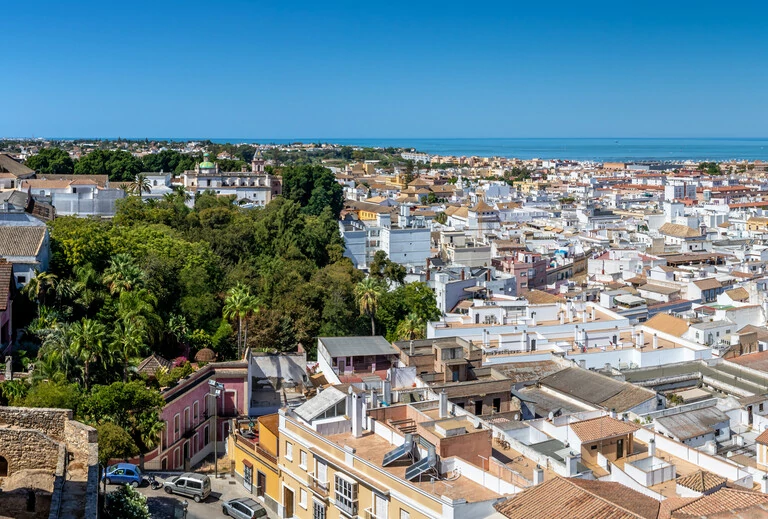 Panoramasicht auf Sanlucar de Barrameda, Spanien