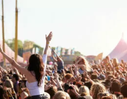 Happy crowd in an outdoor festival