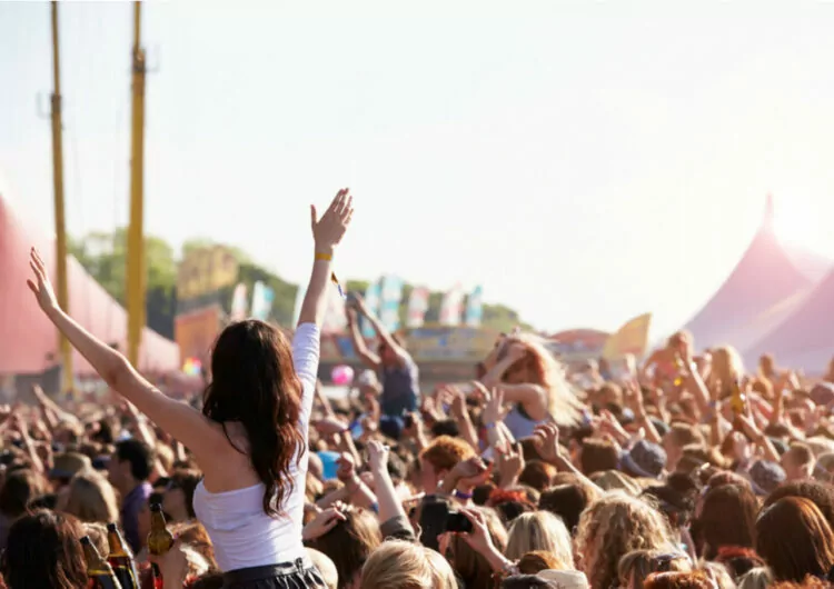 Happy crowd in an outdoor festival