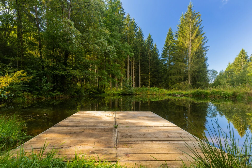 Kleiner See mit Holzsteg