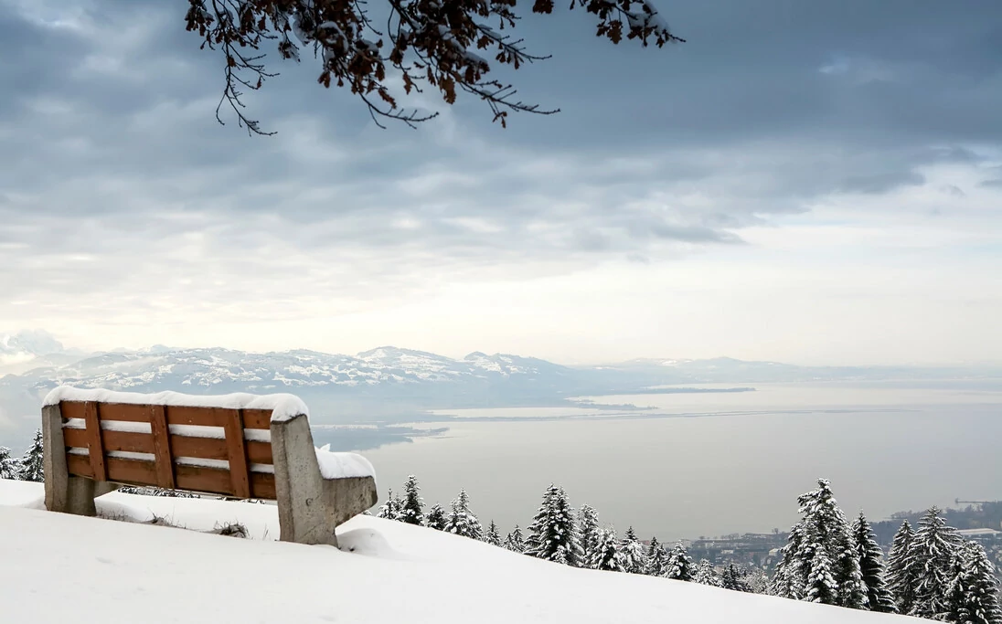 Ausblick im Winter über den Bodensee