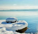 Sicht auf den Bodensee im Winter