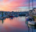 Hafen Bretagne Frankreich Sonnenuntergang