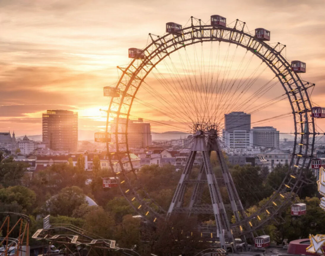 Blick auf das Wiener Riesenrad im Prater, Wahrzeichen von Wien, Österreich